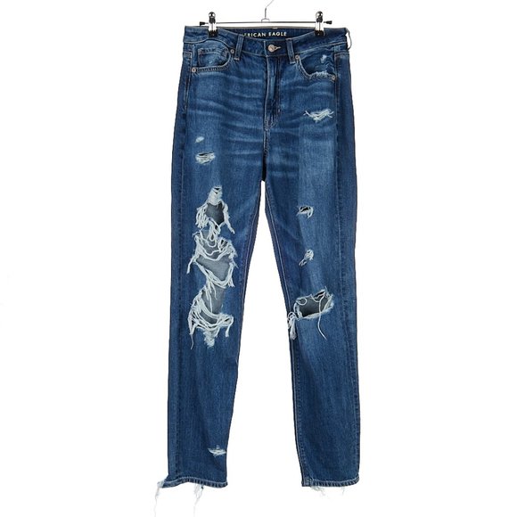 American Eagle Strigid Ripped Mom Jean Women's 6 Tall - Picture 3 of 11